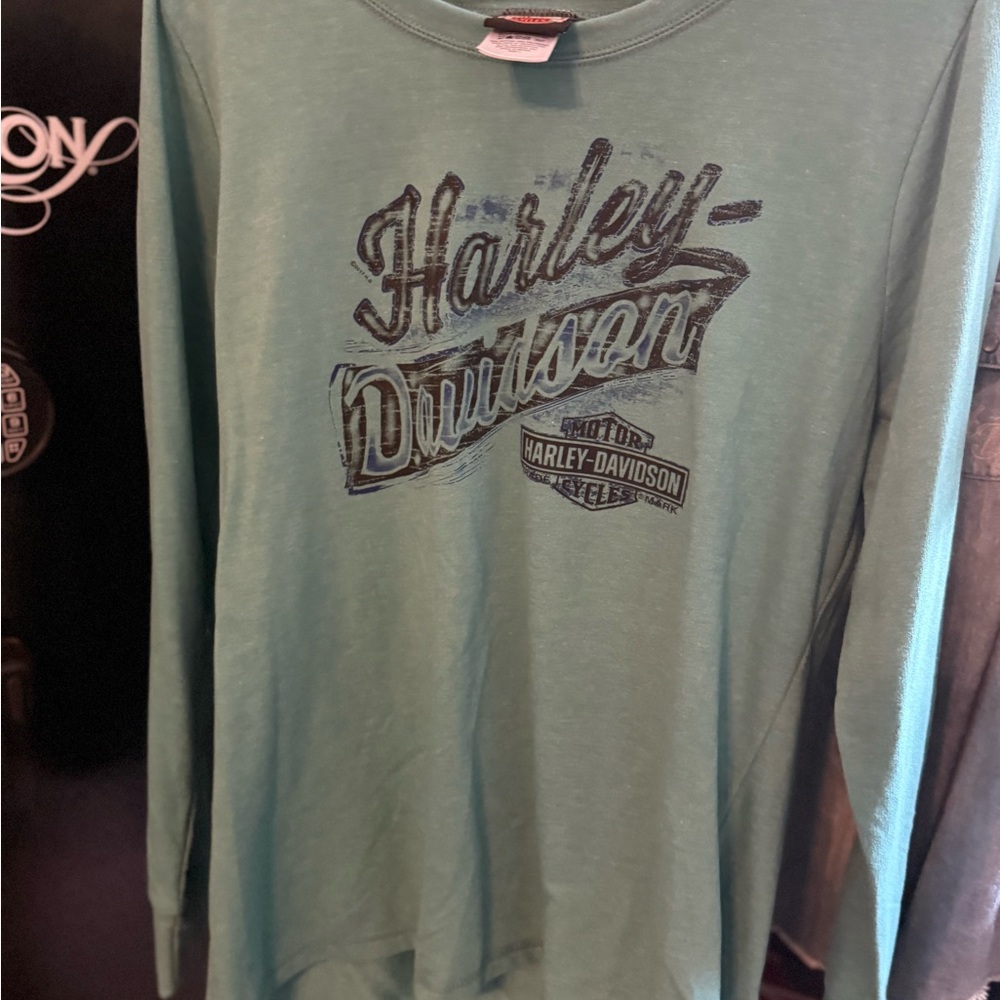 Harley-Davidson Teal Shirt with Pink Logo